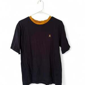 Teddy Fresh Ringer T-Shirt Navy Yellow Embroidered Bear Logo Medium